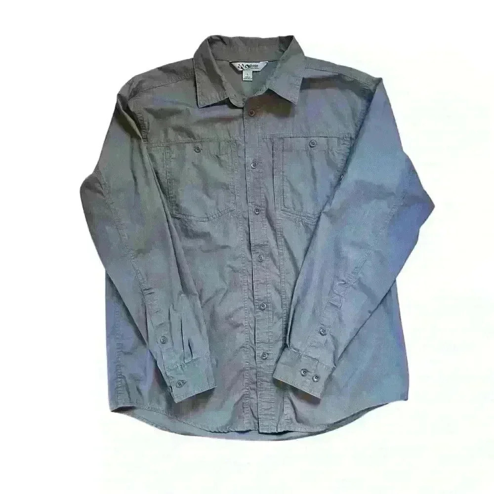 Guide Series Gander Mountain 100% Cotton Gray Outdoor Shirt Sz L